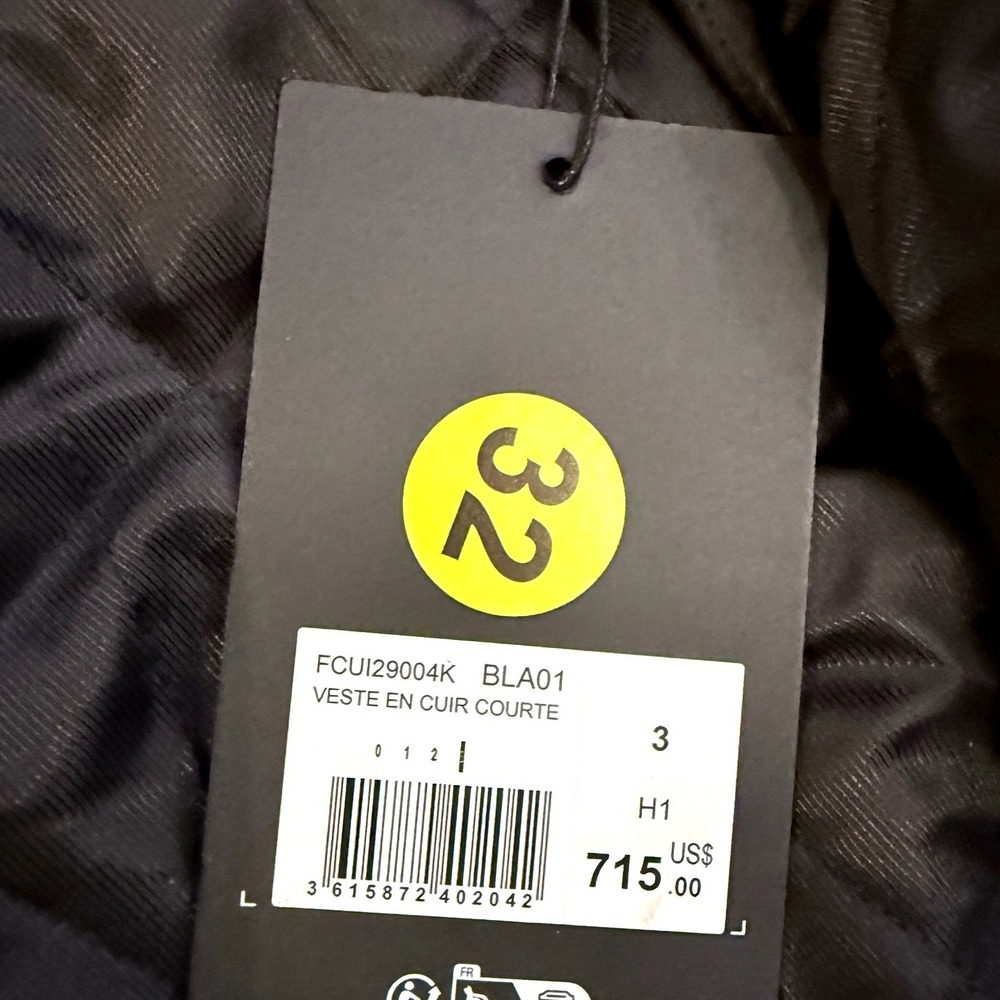 The Kooples Black Distressed Leather‎ Bomber Cropped Jacket Size FR 3 US 8 L - Picture 2 of 13